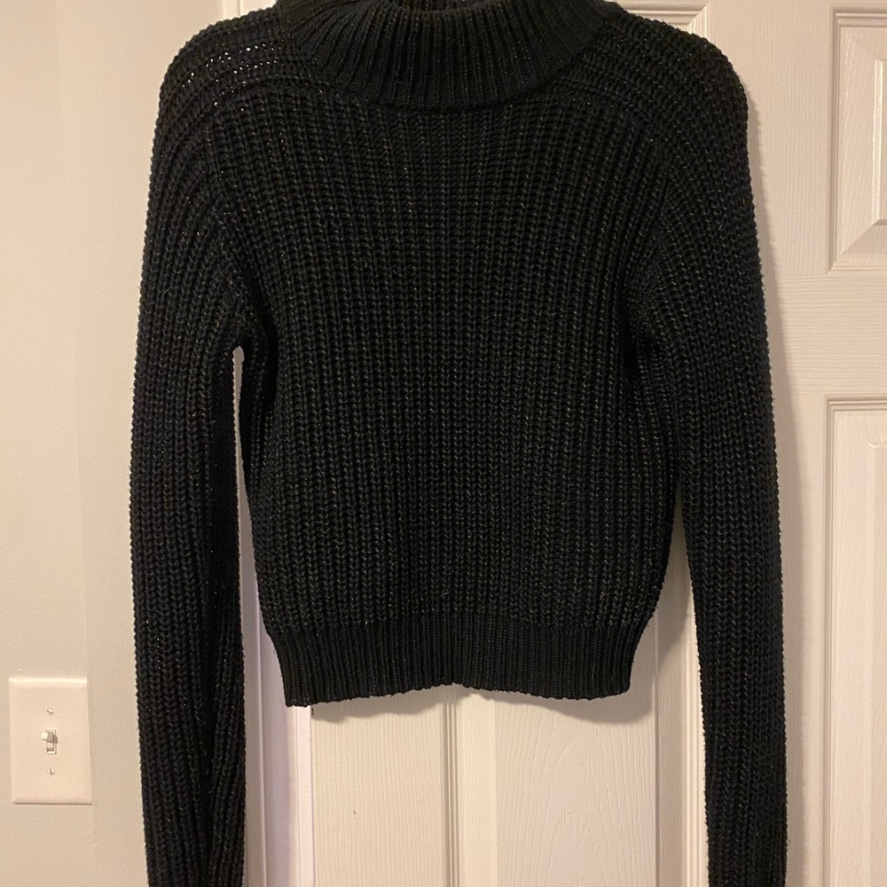 Bar III black knit cropped sweater.